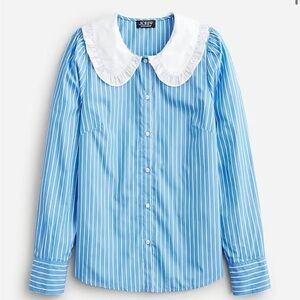 J crew Ruffle-collar cotton poplin shirt in stripe